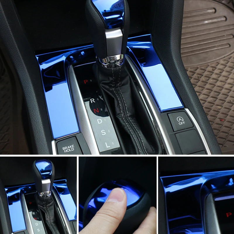 

New Car Gear Panel Decorative Cover Gearshift Panel Sequins Frame Trim For Honda Civic 10th 2020 2019-2017 Interior Accessories