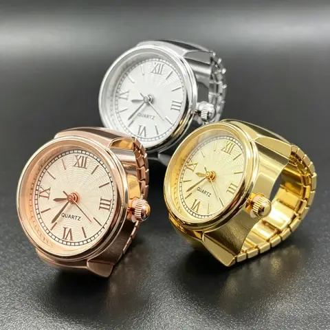 Punk Mini Finger Watch Ring Elastic Quartz Digital Clock Vintage Jewelry Funny Gift For Women Men