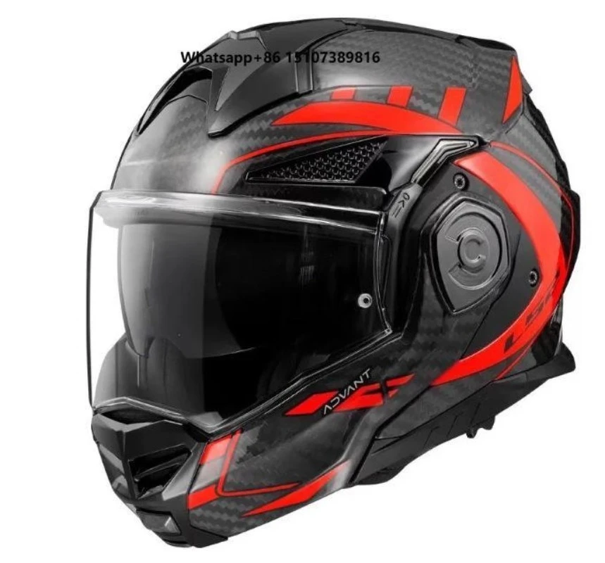 LS2 FF901 6K Carbon Fiber Rear Flip Modular Motorcycle Helmet Dual Visor 3C Certified Unisex All Season