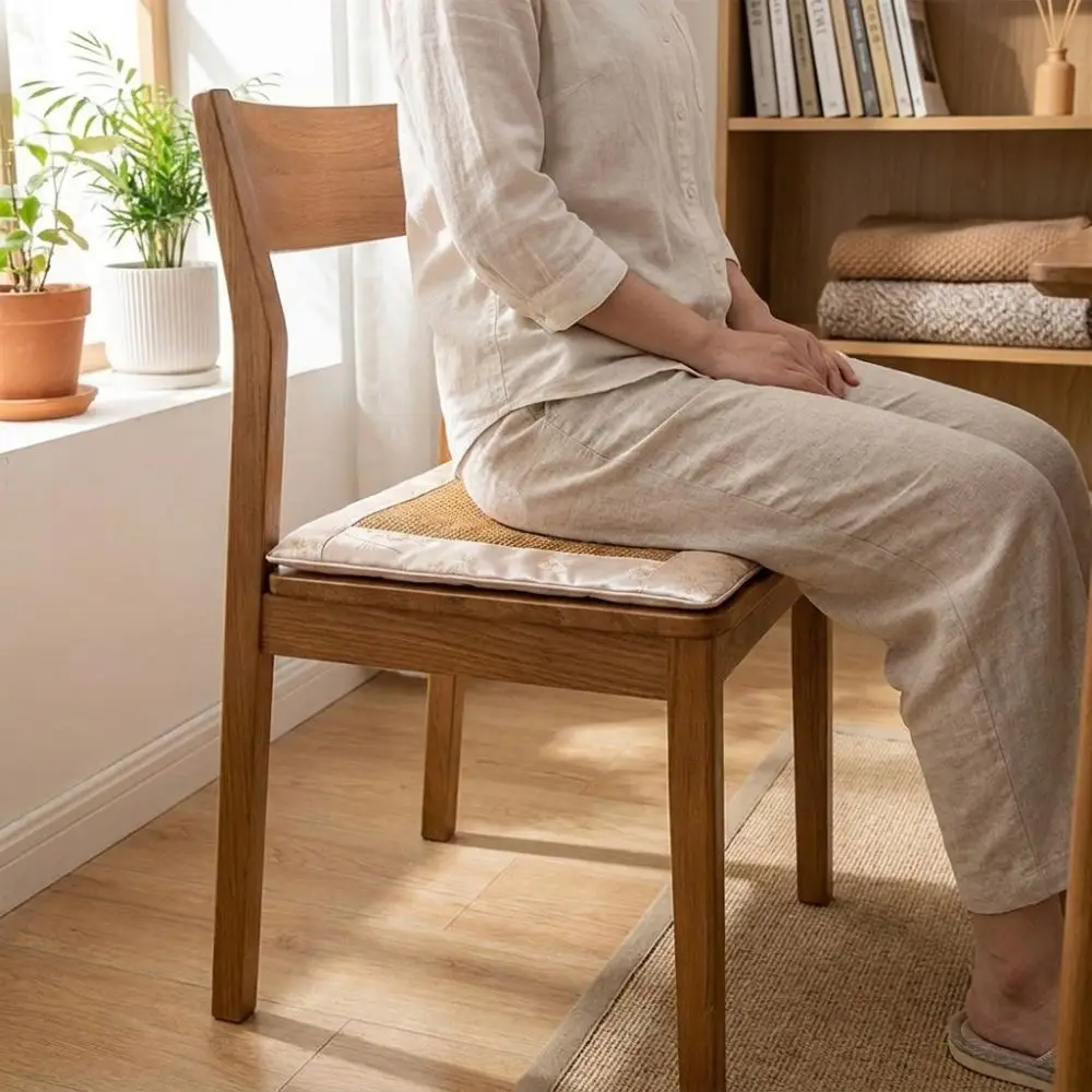 Thickened Summer Cooling Mat Japanese Style Non Slip Rattan Weaving Seat Cushion Square Breathable Window Pad Summer