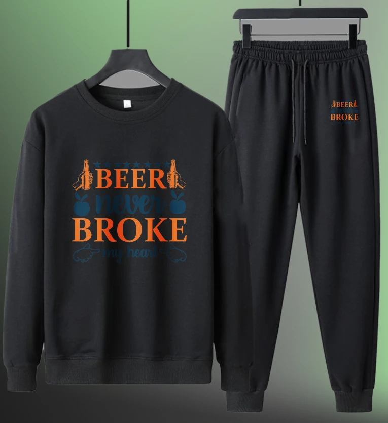 

Мужской комплект, спортивные костюмы для мужчин, спортивные спортивные комплекты с длинными рукавами, осенние спортивные костюмы с принтом Beer Broke для мужчин, спортивные