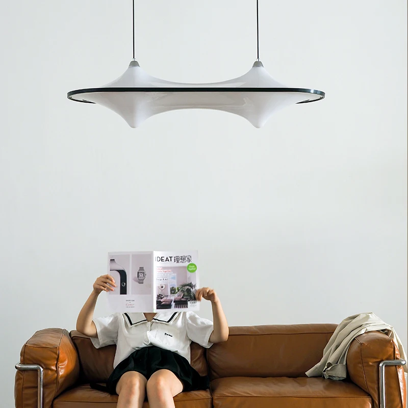 Cloud Spaceship Long Acrylic Led Pendant Light Minimalist Retro Style For Bedroom Dining Living Room Suspension Lamp Home Decor
