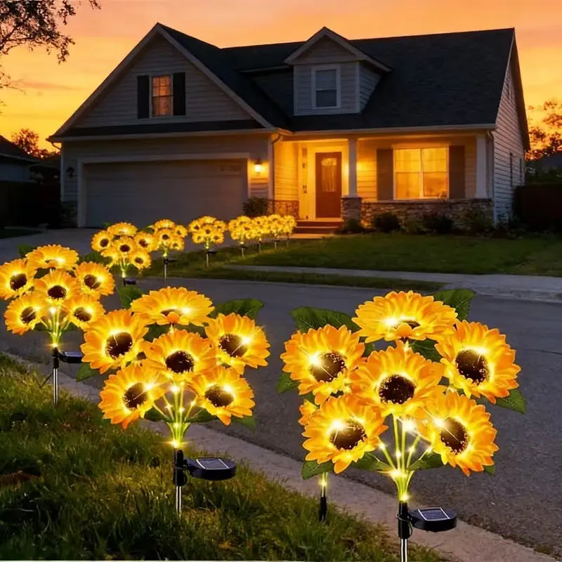 Outdoor Sunflower LED Solar Lamps Garden Flower Bed Decor Artificial Flowers Lawn Lights for Courtyard Street Pathway