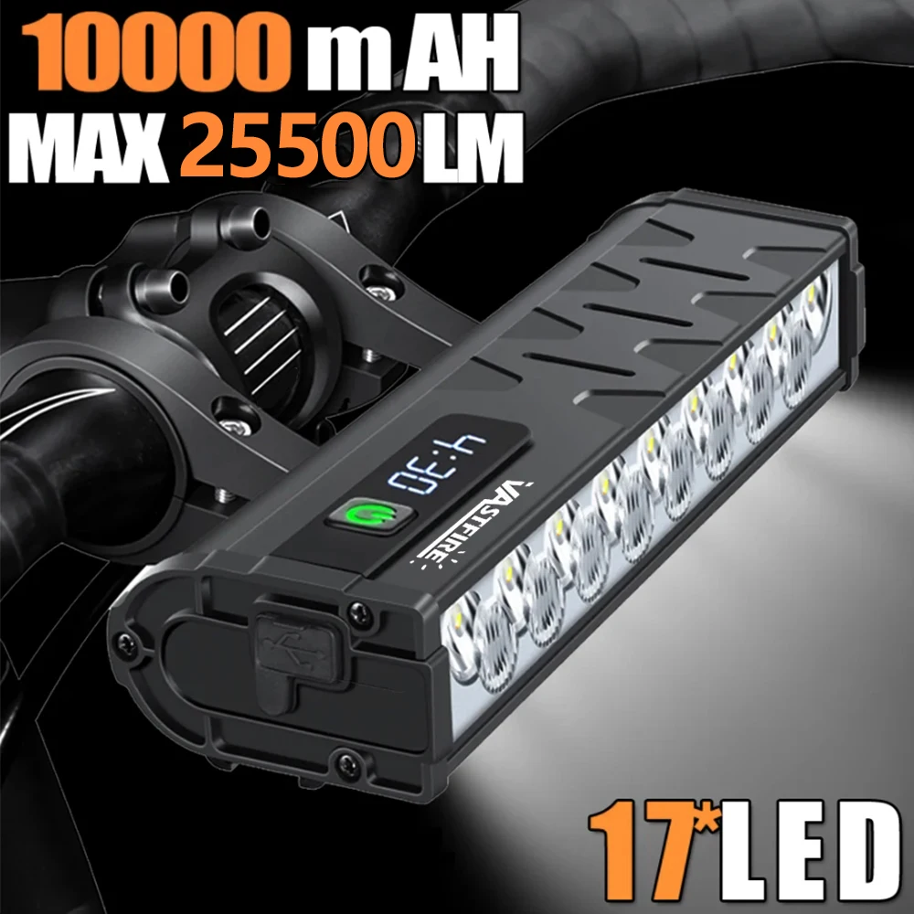 VASTFIRE إضاءة دراجة هوائية الجبهة 25500 التجويف مصباح يدوي مقاوم للماء الدراجة الخفيفة 10000mAh USB شحن الجبلية الطريق الدراجات ملحقات المصابيح #1