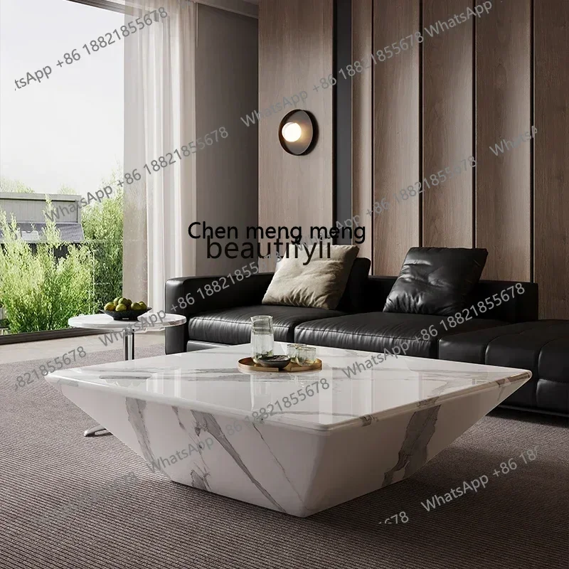 D178   Marble square suspension advanced sense living room square household fish belly white coffee table