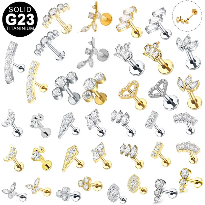 Mode Titan Schmetterling Blatt Lip Studs Piercing Zirkonia Helix Tragus Knorpel Ohr Piercing Schmuck