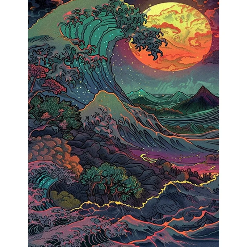 Jigsaw Puzzles 500/1000 Pieces Japanese Ukiyo-E Style Great Wave Puzzles Decompression Toys for Adults Family Games Home Decor