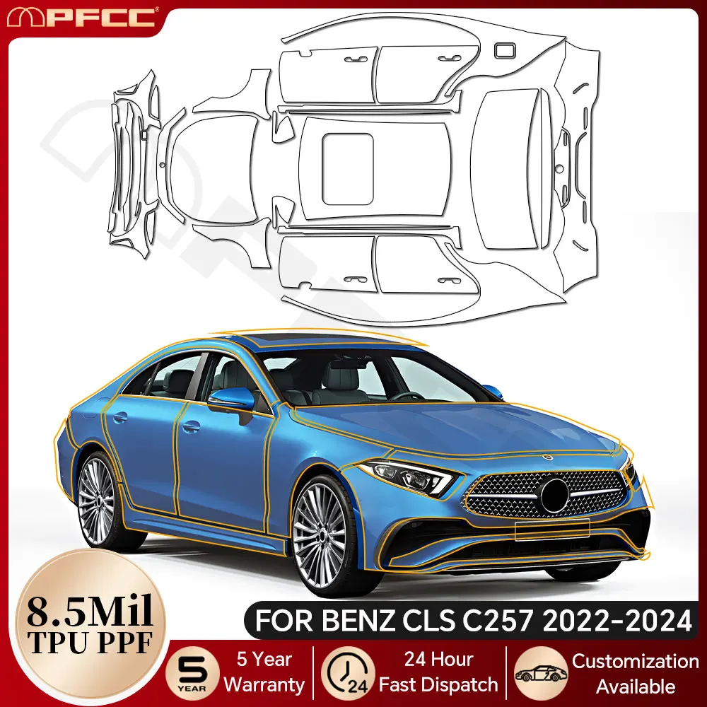 

For Mercedes Benz CLS C257 2022-2024 Paint Protection Film Self-Healing Bra PPF Body Sticker Accessories Anti-Scratch Resistant