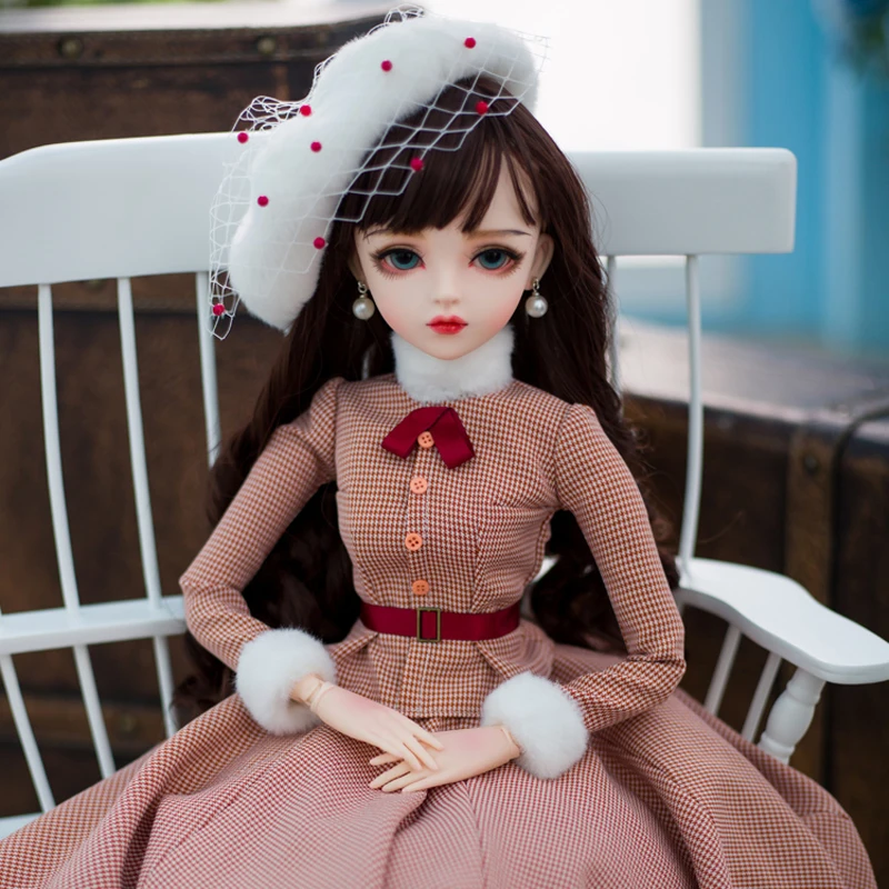 YUTOTUE 24 inch Height Female Doll Blue Eyes Handpainted Makeup Face Removable Elegant Outfits BJD Toy