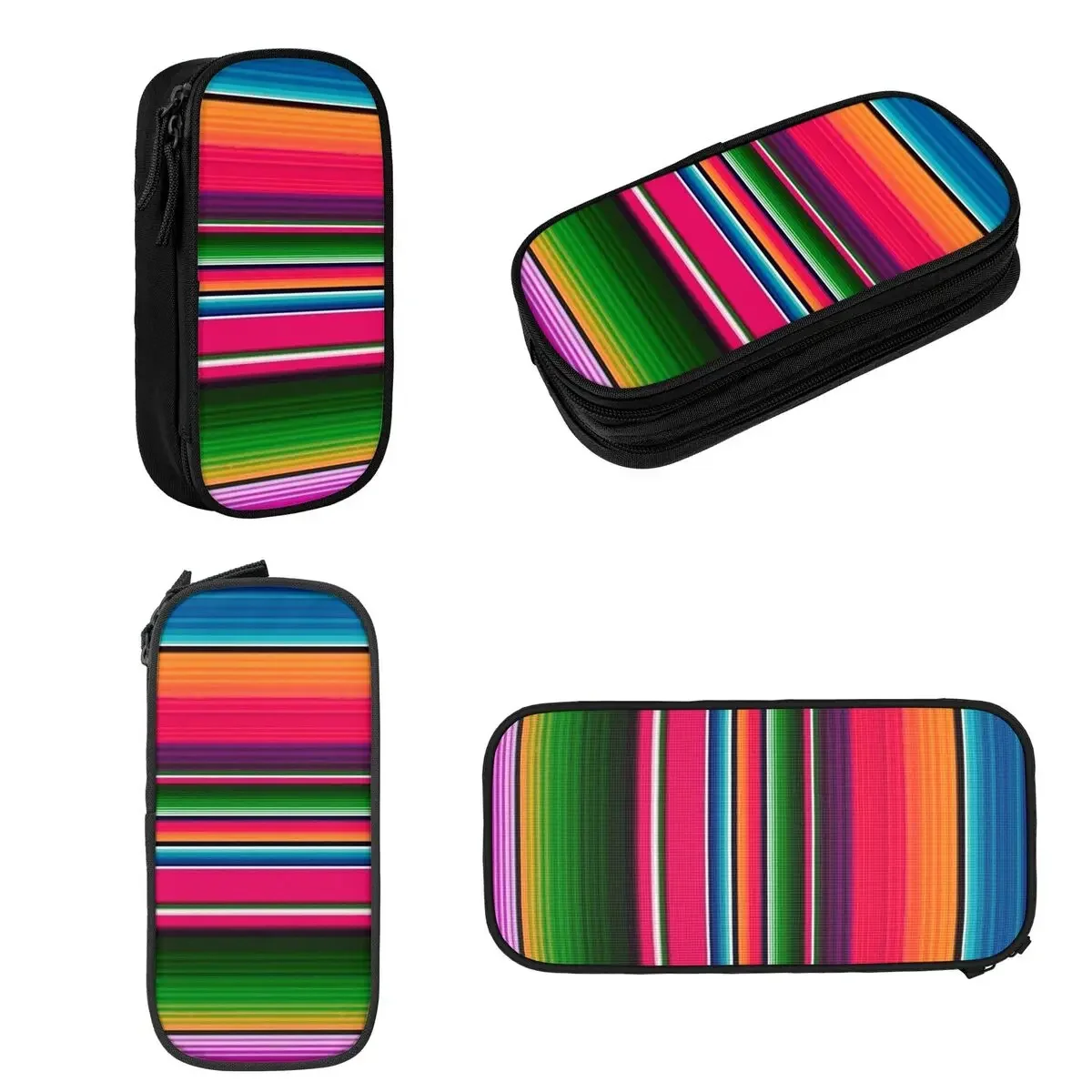 Mexican Blanket Striped Fiesta Serape Pencil Cases Large Capacity Pen Bags Pen Box Pencil Pouch For Boys Girls Stationery School