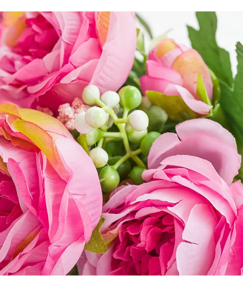 باقة الزهور الاصطناعية الفاوانيا المستخدمة لتزيين غرفة المنزل وإكليل عيد الميلاد وإكسسوارات حفلات الزفاف #6