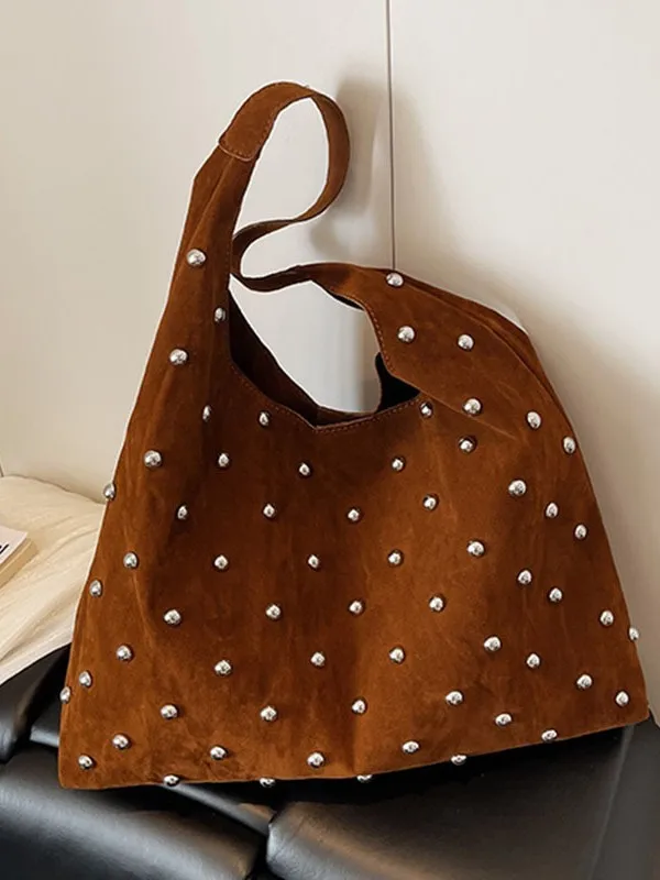 

2025 Studded Shoulder Bag, Edgy Commuter Crossbody for Women, Chic Dumpling Underarm Purse, Minimalist Day to Night Tote