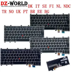 New/Orig DK IT SE FI NL NDC TR NO UK PT BR EE BG JP Silver Backlit Keyboard For Lenovo Thinkpad X380 S1 Yoga 370 260 4th Laptop