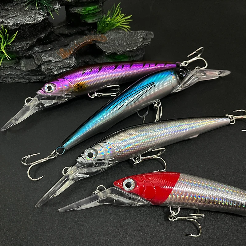 Pływające Przynęty Minnow 140mm 40g Wobler Twarda Przynęta Słonowodna Słodkowodna Sztuczne Przynęty Wędkarskie na Okonia Szczupaka Tuńczyka Sprzęt Wędkarski Pesca — zdjęcie 3