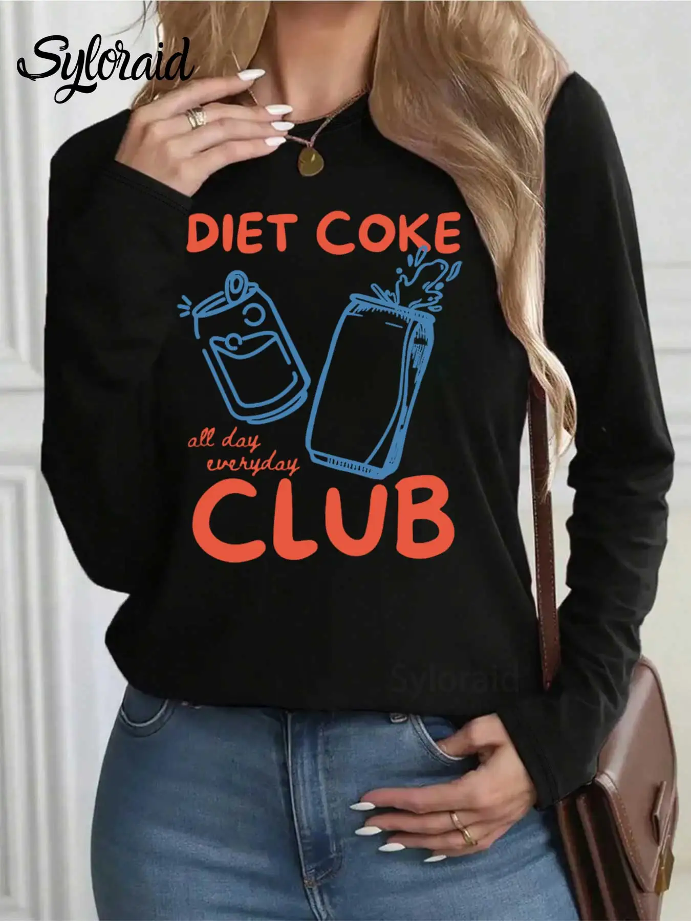 Dames T-shirt met lange mouwen Frisdrank Liefhebbers T-shirt Mode Ronde hals Casual top