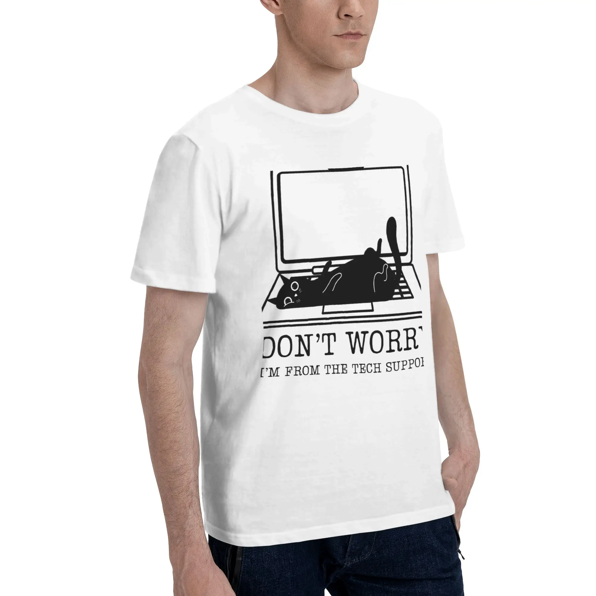 Men Women Printed Don't worry I'm from Tech Support  T Shirt Tee 100% Cotton  T-shirts Clothing
