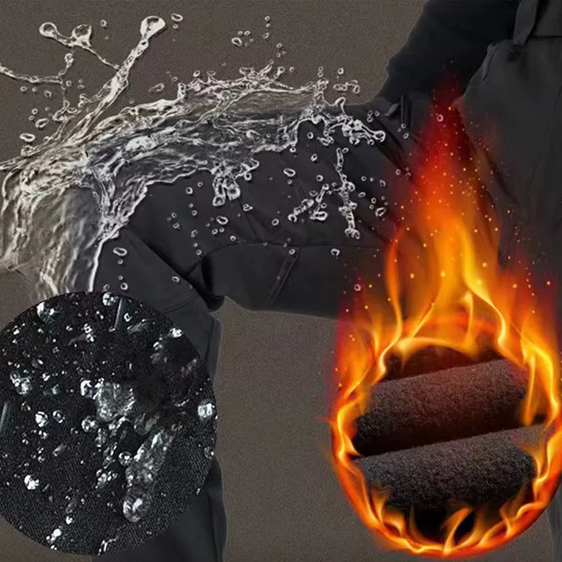New Men's Winter Waterproof Mountaineering Skiing Fleece Fishing Tactical Work Pants Camping Hiking Hunting Pants