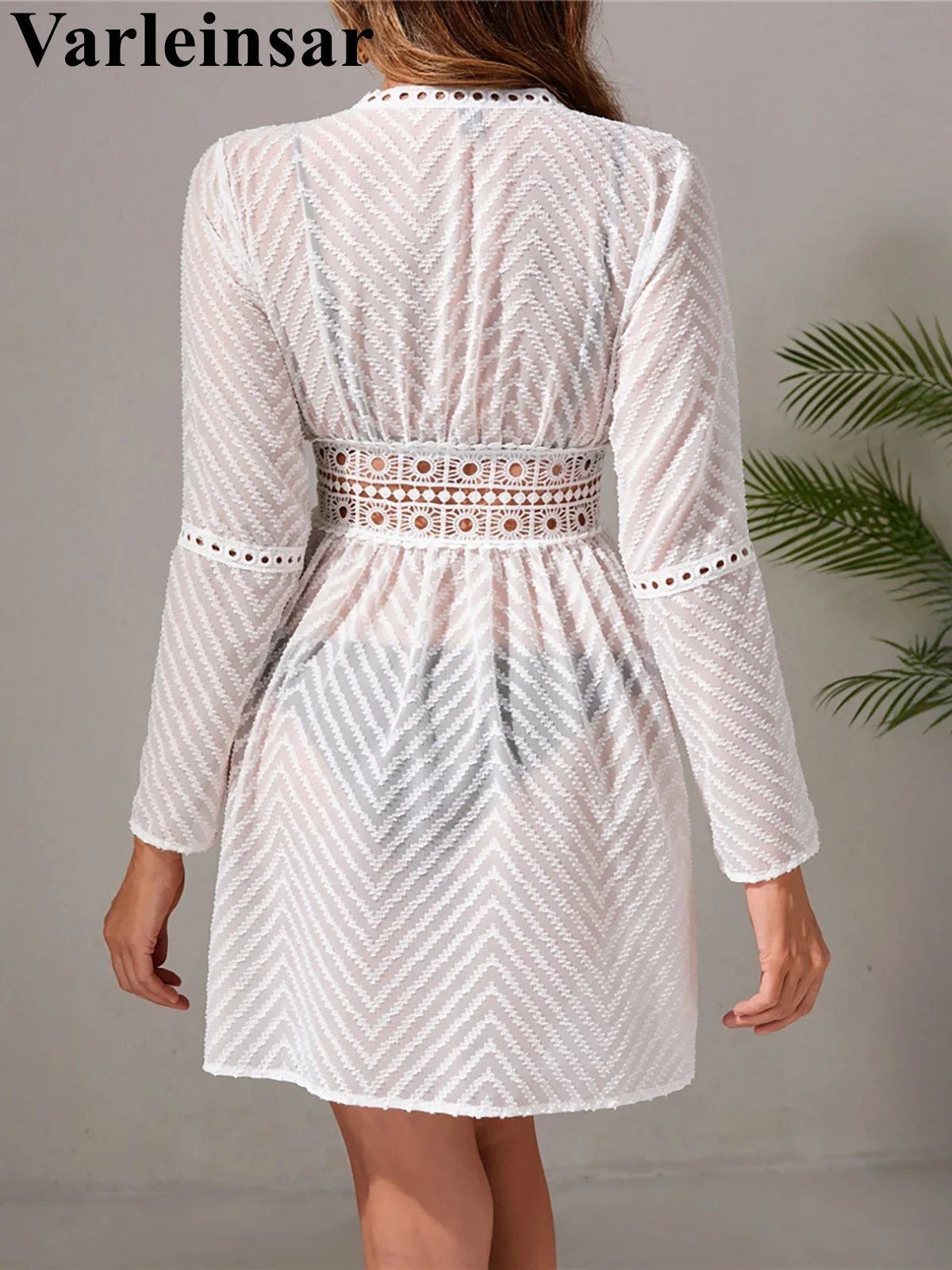 Onda manica lunga scava fuori tunica lavorata a maglia all'uncinetto copricostume copricostumi abito da spiaggia abbigliamento da spiaggia costumi da bagno donna donna V6386