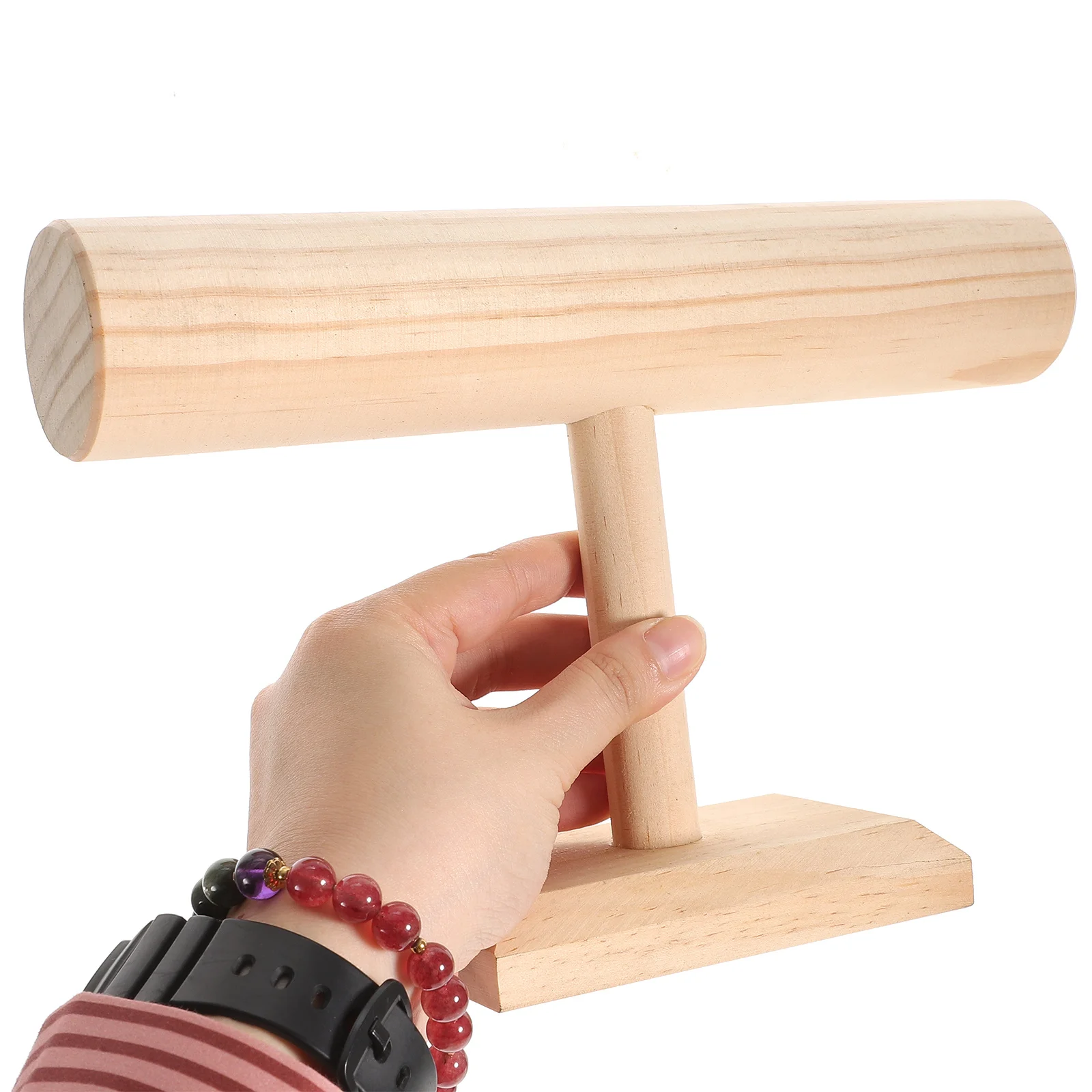 حامل تخزين الأساور الخشبية، رف عرض الساعات، منظم سطح المكتب للنساء، حامل المجوهرات، حامل القلادة #2