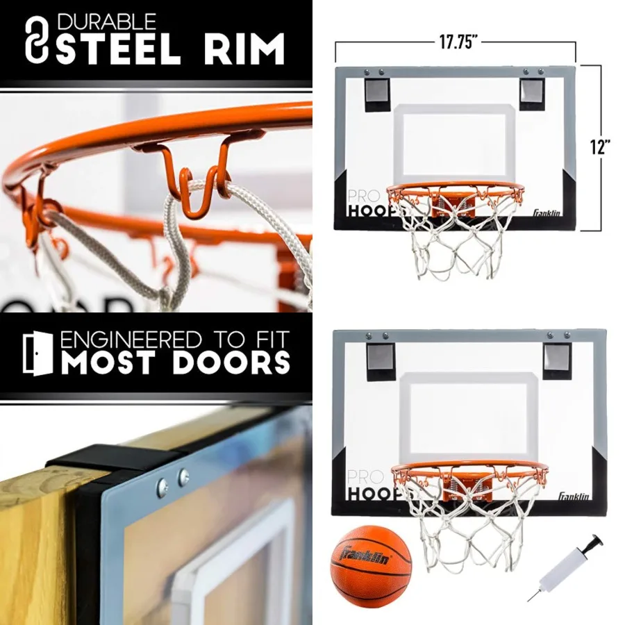 

Basketball HoopsIndoor Over The Door Hoop+Basketball SetsPerfect Accessory for Bedroom+Office