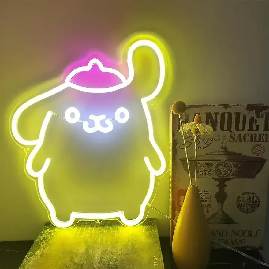 

Pom Purin Neon Sign Anime Light Cute Sanrio Led for Bedroom Game Room Apartment Cartoon Dog Lamp Decor Night Light Kids Gifts