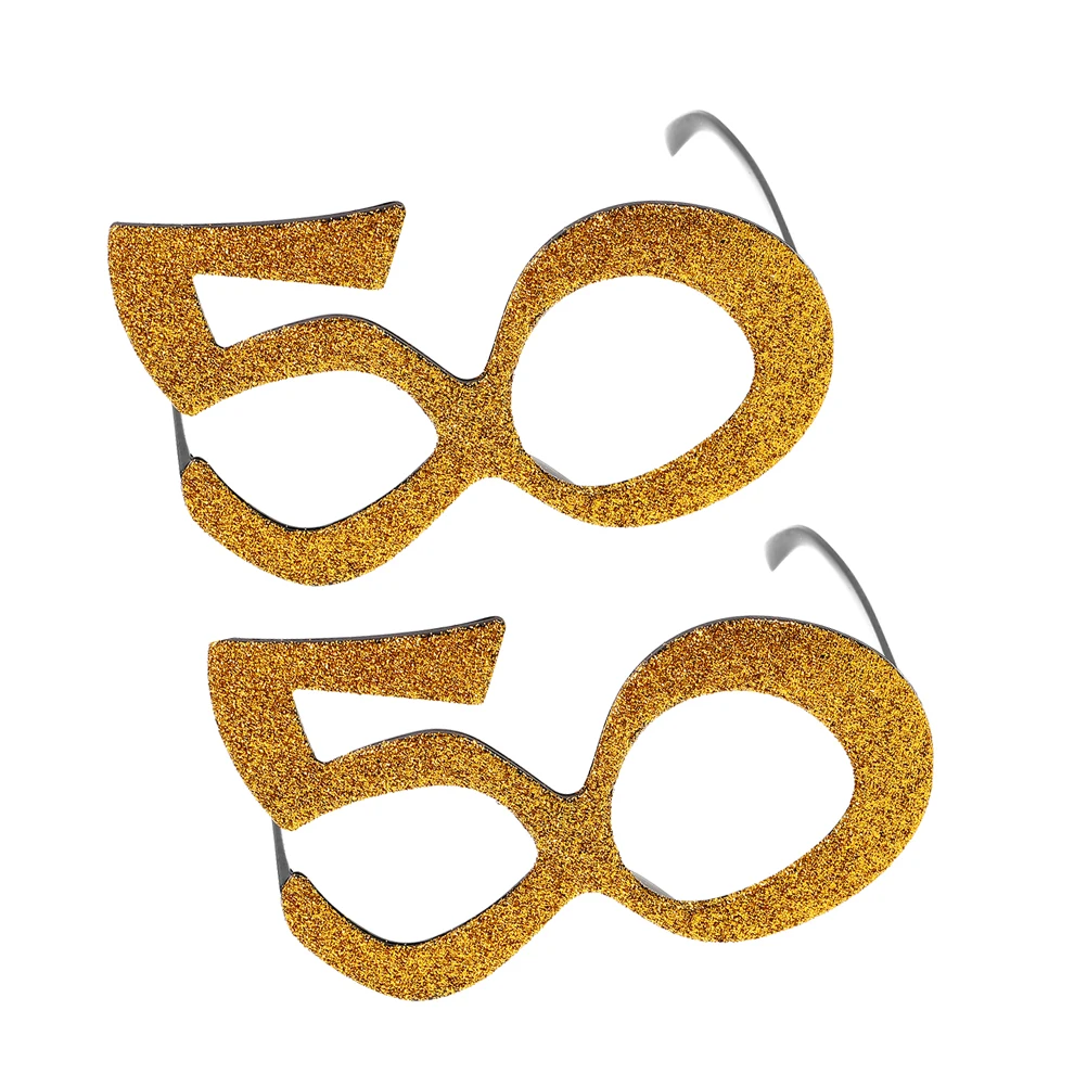 

2 Pcs Digital Decorative Glasses Birthday Party Eyeglasses 50th Props Anniversary Favors Celebration Sunglasses Eyewear