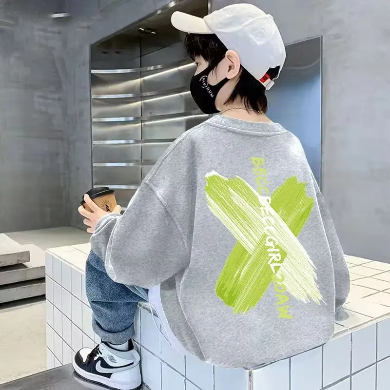 2023 New Kids Clothes Boys Girls Casual Sweatshirts Spring & Autumn Children\'s Fashion Print O-Neck Casual Versatile Pullover