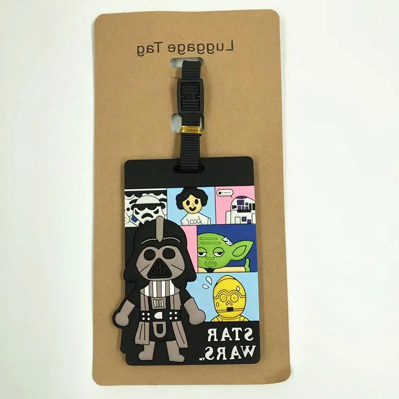 Star Wars Movie Character Darth Vader Master Yoda Pvc Material Luggage Tag Pendant Luggage Bag Identification Tag Boys Girl Gift