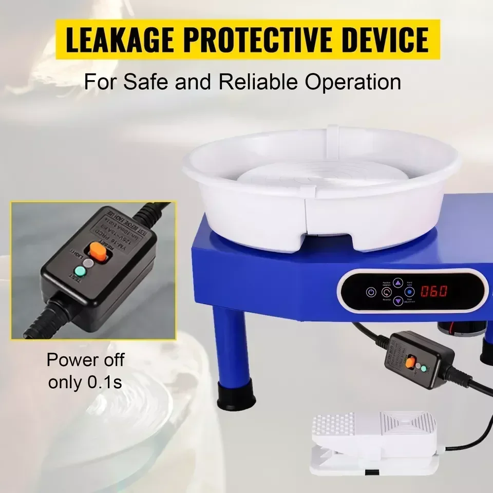 آلة عجلة فخار LCD بقدرة 350 وات مع آلة عجلة فخار بحوض قابل للإزالة للبالغين والأطفال