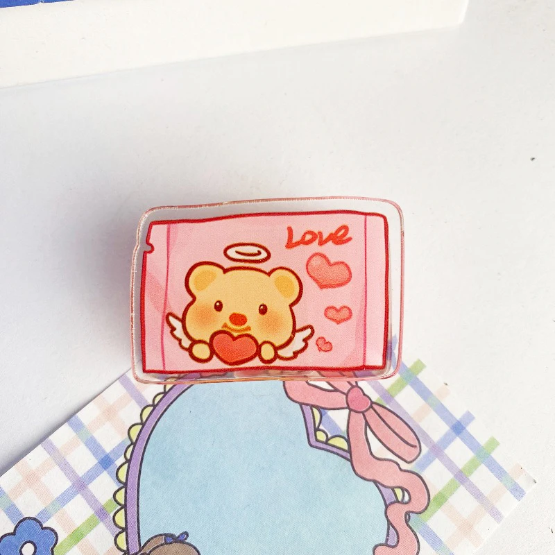 1PC acrilico Pp Clip su un lato acrilico Test Paper Storage Clip Note Study Folder semplice e carino Butter Bear PP Clip