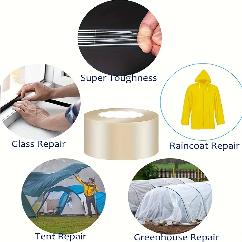 Heavy-Duty Polyethylene Repair Tape, Waterproof Permanent Strong Adhesive Tape for Greenhouse, Outdoor Pipe, Fabric, Workshop Re