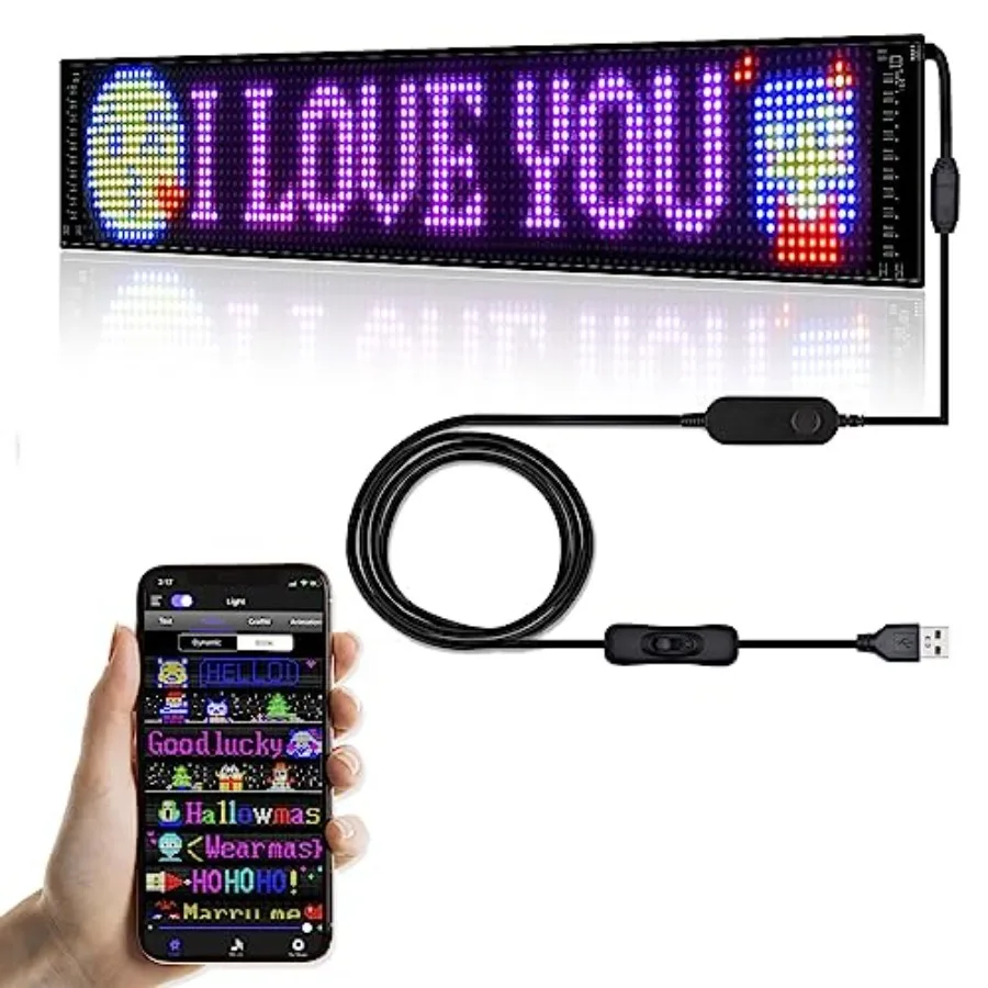 

Programmable LED Sign for Business Flexible Digital Sign Scrolling LED Sign Bluetooth APP DIY Design Animations Text Graffiti C