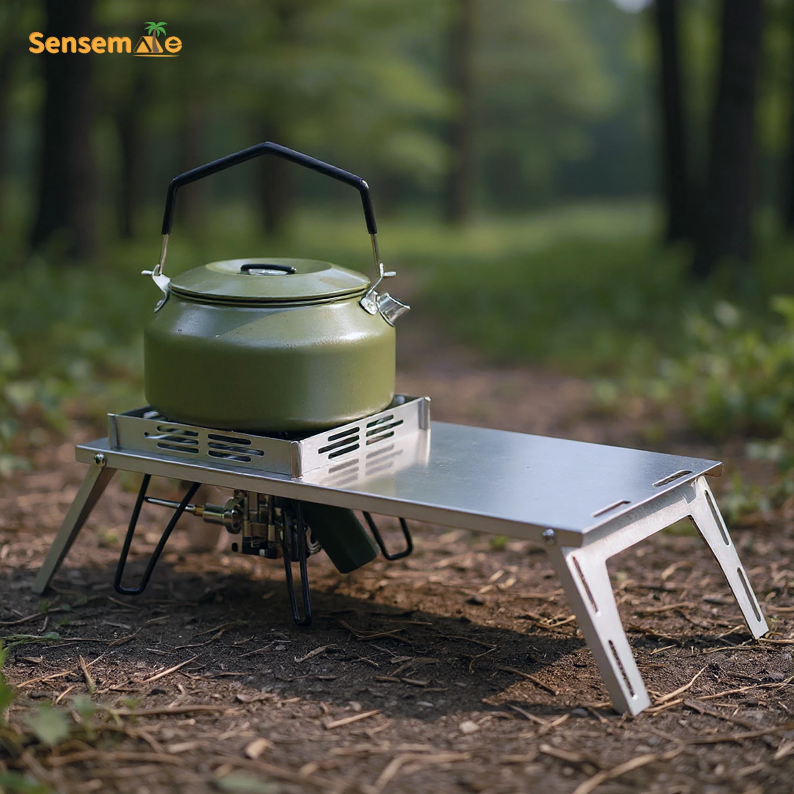 

Solo Camping Table Stainless Steel Lightweight Compact Portable IGT Table Camping Table with Slot for RV Car Trip Patio Backyard