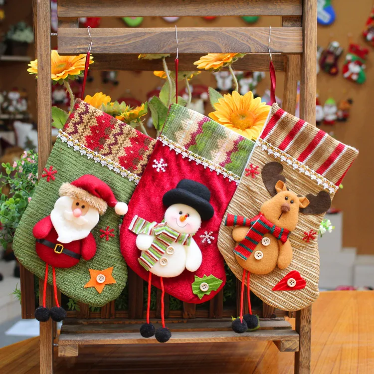 

25x13cm Christmas Cute Santa Claus Snowman Elk Socks Merry Christmas Decor For Home Xmas Tree Hanging Pendants New Year 2026