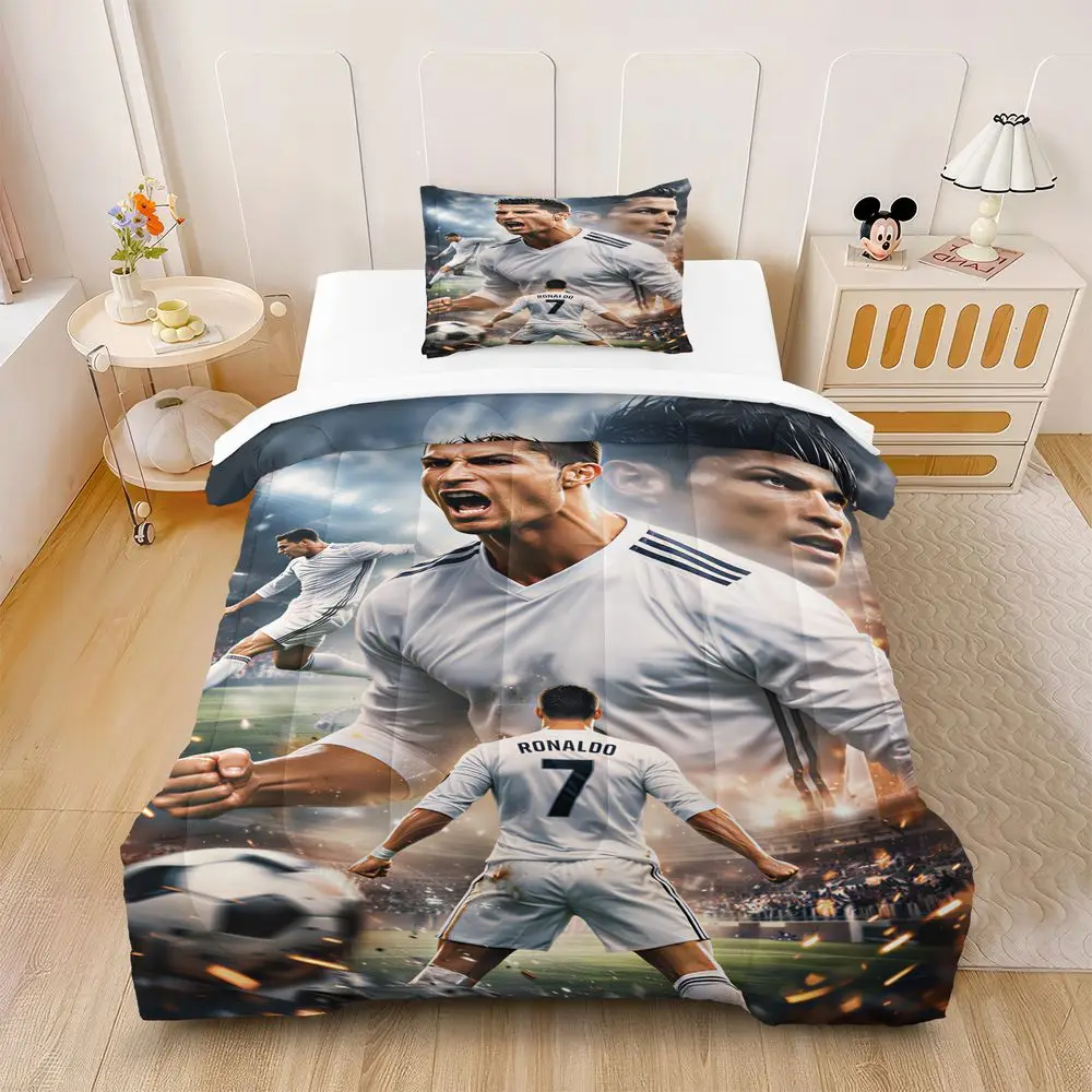 Soccer Print Comforter Set Digital Bedding Set With Pillowcase Soft Microfiber For Teen Adult Bedroom Dorm Home Use