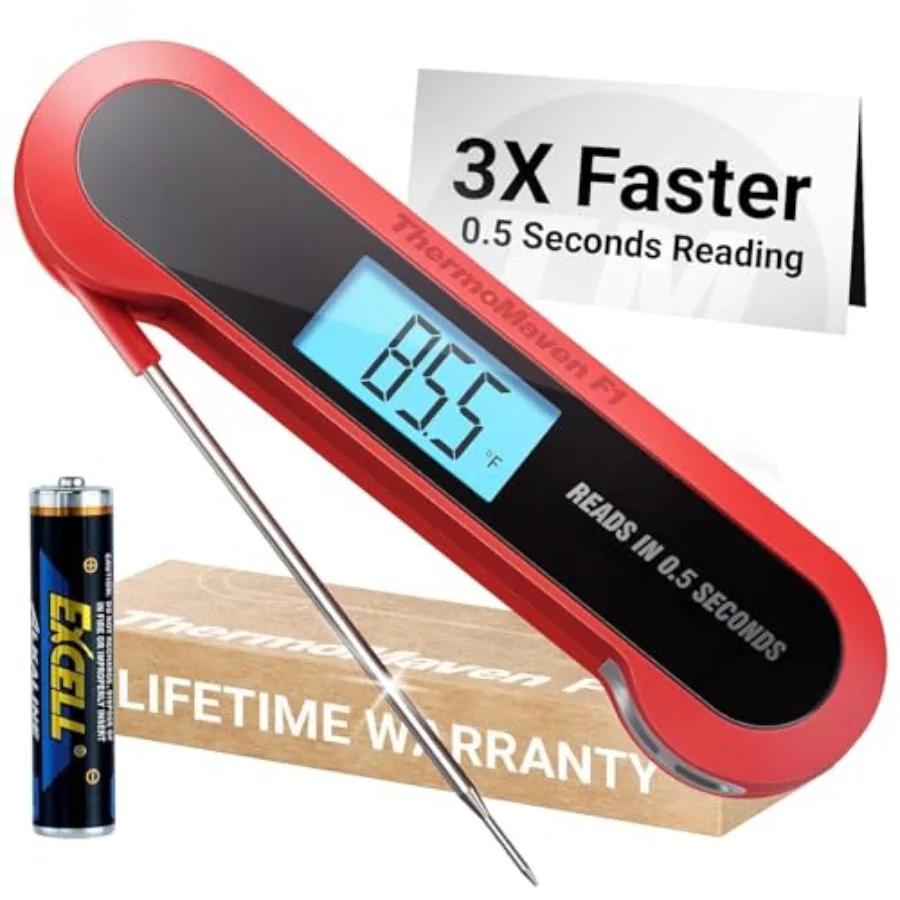 

Professional 3X Faster 0.5sec Instant Read Meat Thermometer Digital, High Accuracy ±0.5°F, IP67 Waterproof, Auto Wake/Sleep and