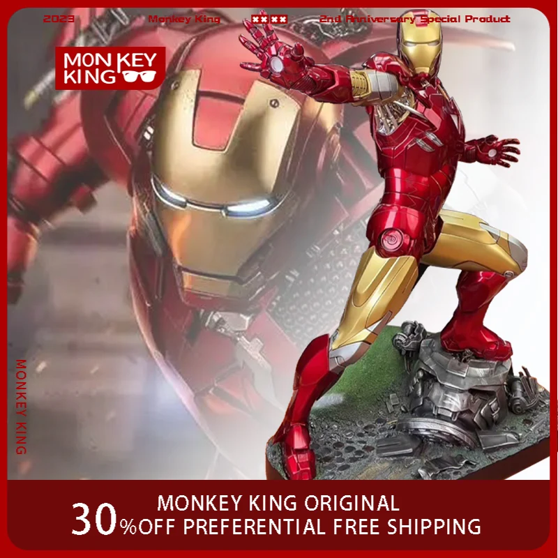 

50cm Marvel Comics Figure Iron Man Can Glow Mk6 Resin GK Anime Collection Model Desktop Ornaments Holiday Gifts Children Toys