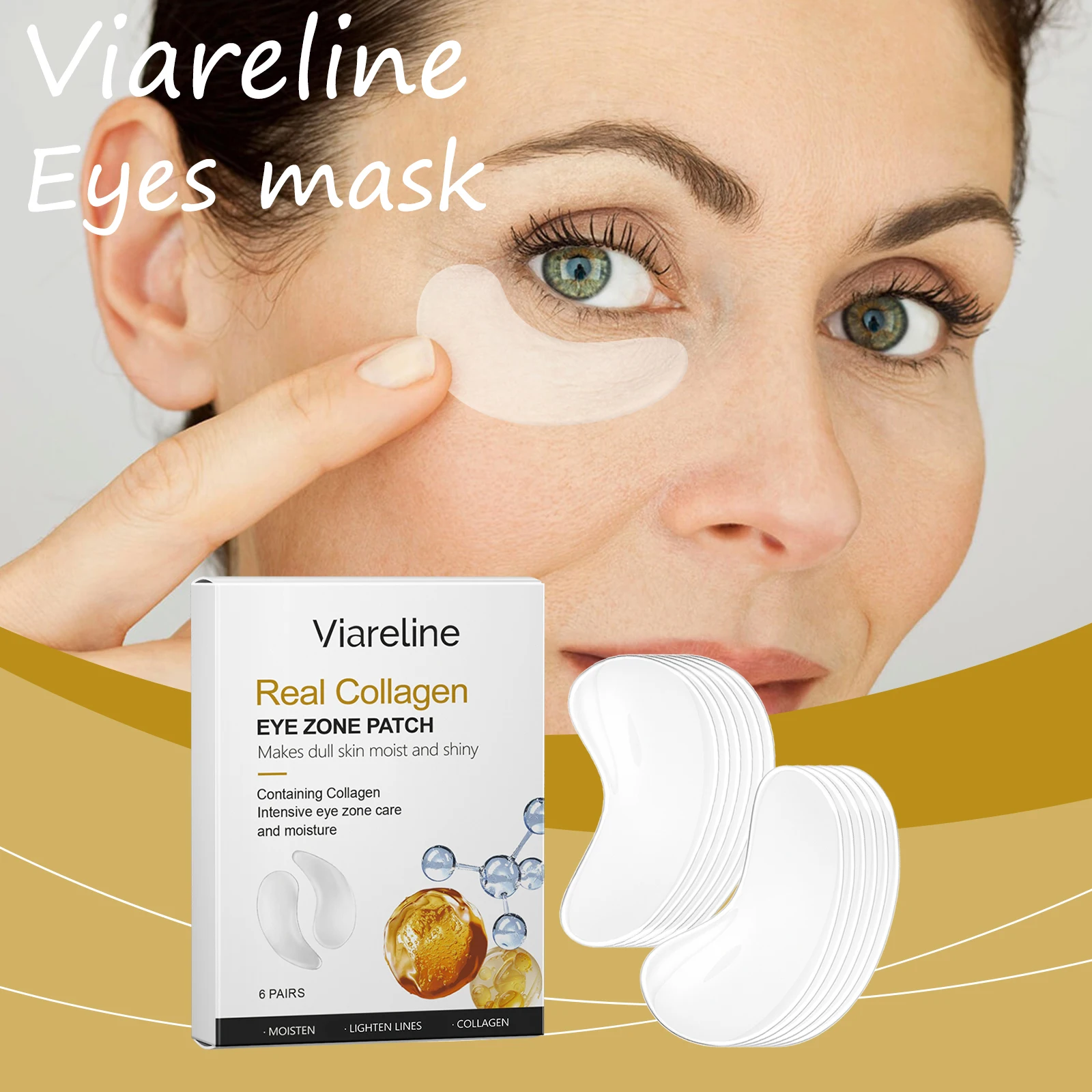 

Viareline Collagen Eye Masks Deep Moisturizing Lifting Enhance Skin Elasticity Smoothing Lifting Reduce Wrinkle Eyes Mask