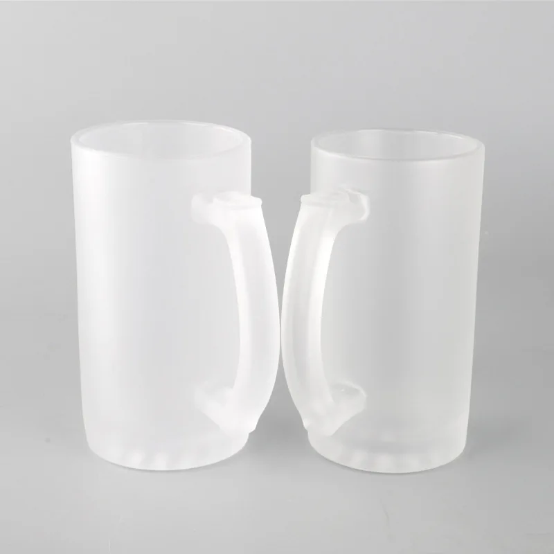 Top Quality Clear Frosted Glass Beer Mug 16 OZ Sublimation Blank Printing Coffee Mug Tea Cup