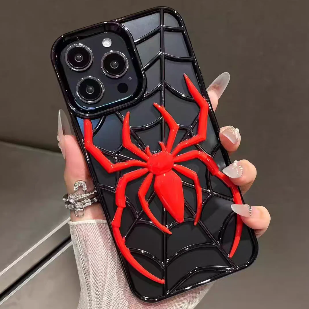 Funda de araña ahuecada a la moda para iPhone 16 Pro Max, funda transpirable con disipación de calor para iPhone 15 Pro 14 13 12 11, Cass suave