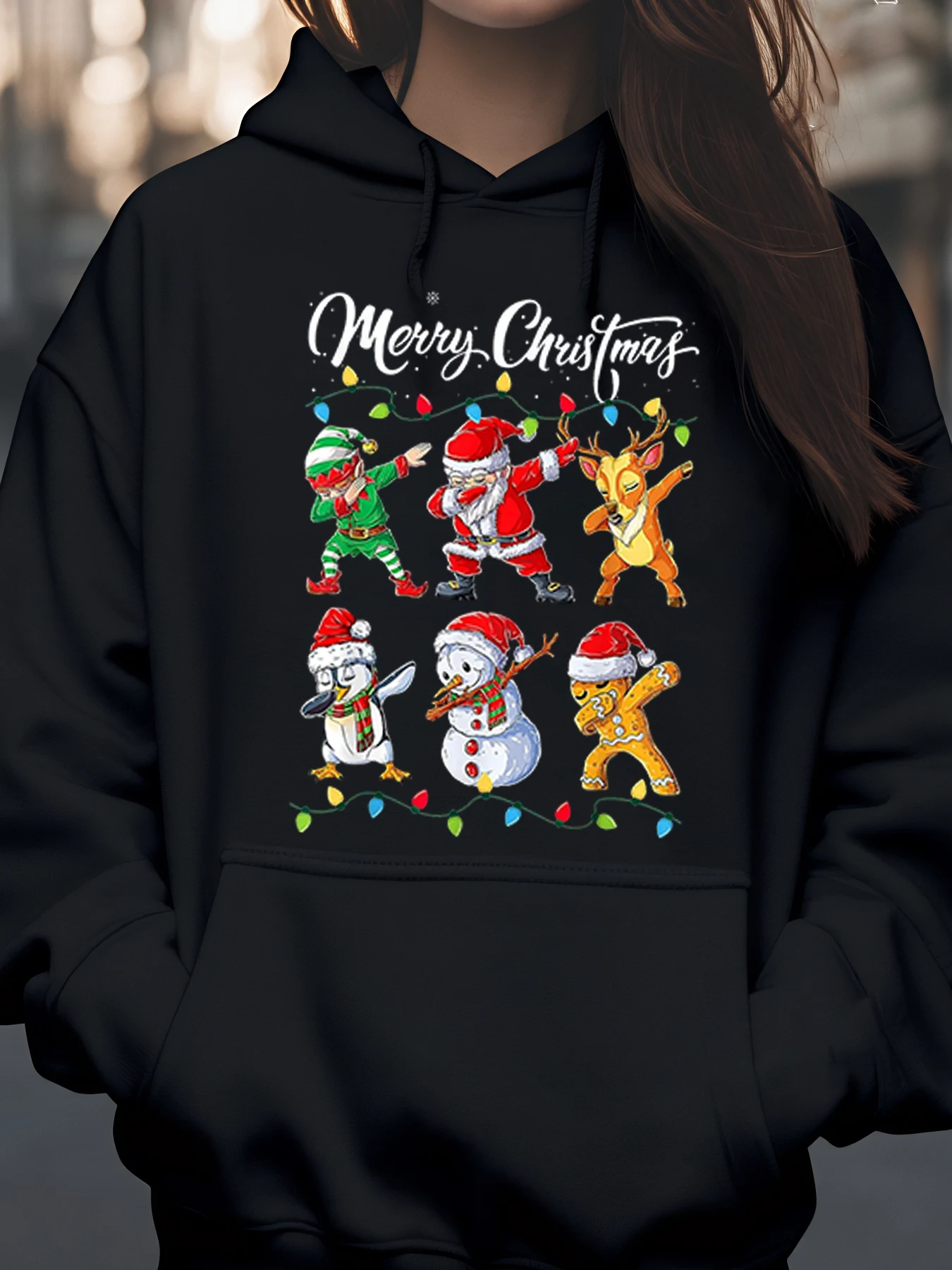 クリスマスキャラクター ダビングプリント パーカー 女性と男性へのホリデーギフト