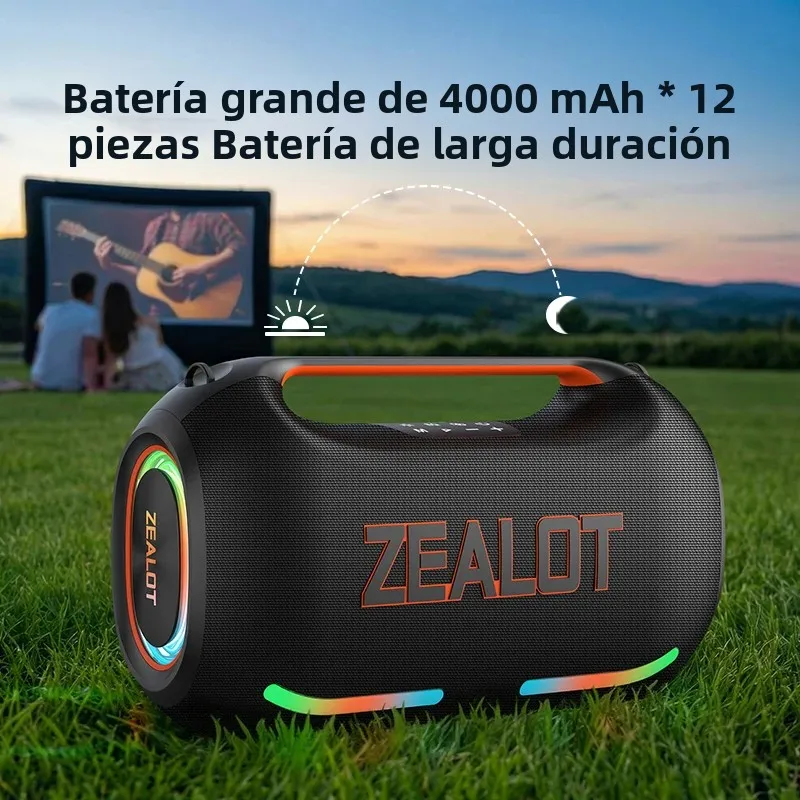 zealot-ze41 altavoz bluetooth inalambrico tws de 250w de alta potencia subwoofer alto volumen impermeable portatil con bateria externa sonido hifi