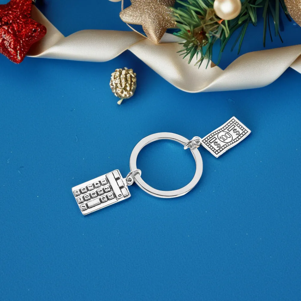 2Pcs Accounting Graduation Keychain Calculator Charm Keyring for Finance Professionals Financial Bookkeeping
