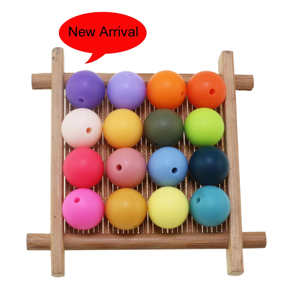 50Pcs/Lot New Colors Honey Mustard 12MM 15MM Silicone Beads Loose Round Baby Chew Ball For Pens Making Jewelry Pacifier Keychain