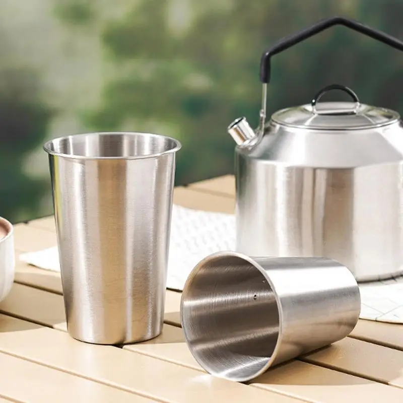 1pcs Stainless Steel Cup Outdoor Hiking Gear Stackable Cup Camping Cups Metal Cups Coffee Travel Cup Sets Portable Drink-ware