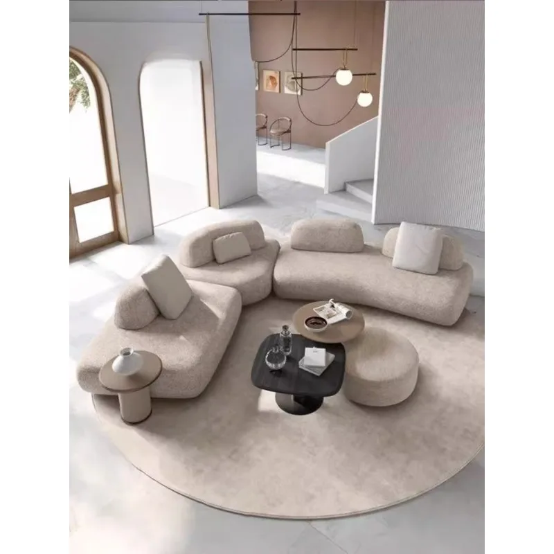 

Island sofa fabric curved cream style living room module sofa