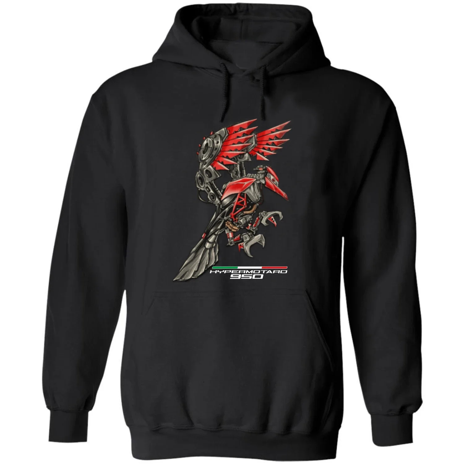 Classic Italy Motorcycle Hypermotard 950 Raven Inspiration Pullover Hoodie 100% Cotton Casual Mens Sweatshirt Rider Streetwear