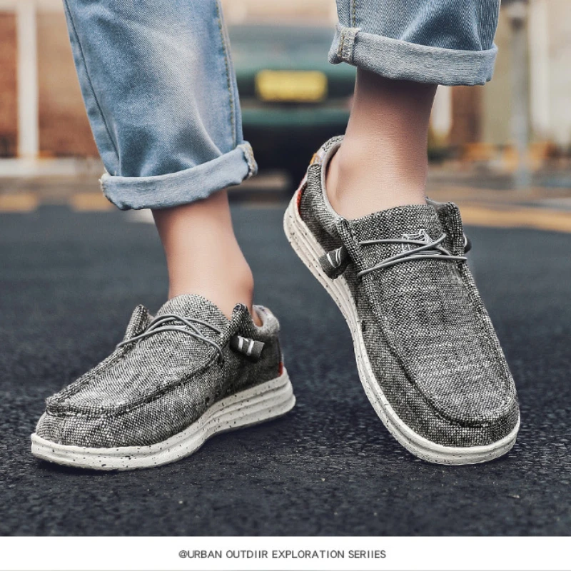 Sepatu kanvas Denim kasual pria ukuran besar sepatu vulkanisir sepatu Sneakers pria bersirkulasi Sneakers gaya desainer mode mewah