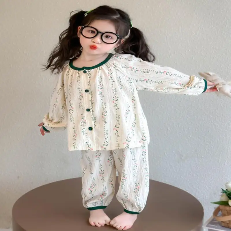 لطيف الأميرة مجموعة الفتيات ملابس علوية بأكمام طويلة للربيع غزل القطن ملابس المنزل بيجامات أطفال Kawaii معطف غير رسمي ملابس الأطفال #3