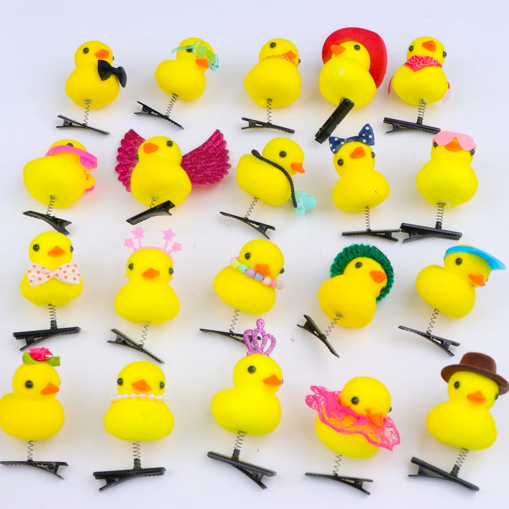 10/20/50/100Pcs/Lot Cartoon Funny DIY Duckbill Clip Children 3D Little Yellow Duck Girl Hairpin Fashion  Accessories Party Gifts